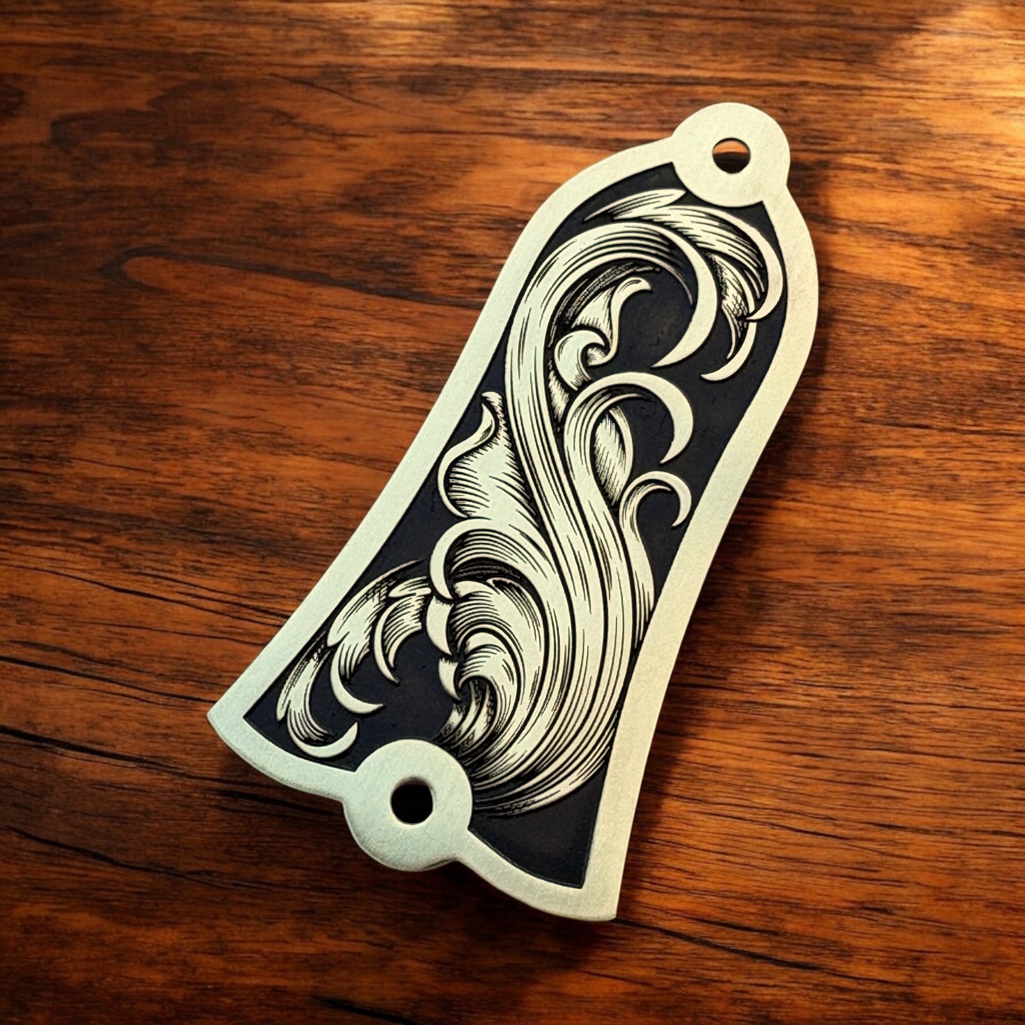 Gibson Custom Truss Cover - Flowing Scrolls - Brass - right angle