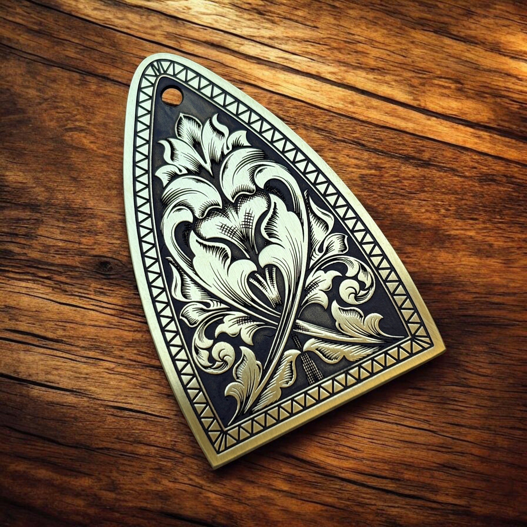 PRS Truss Cover with Ornate Border - Brass - Left Angle