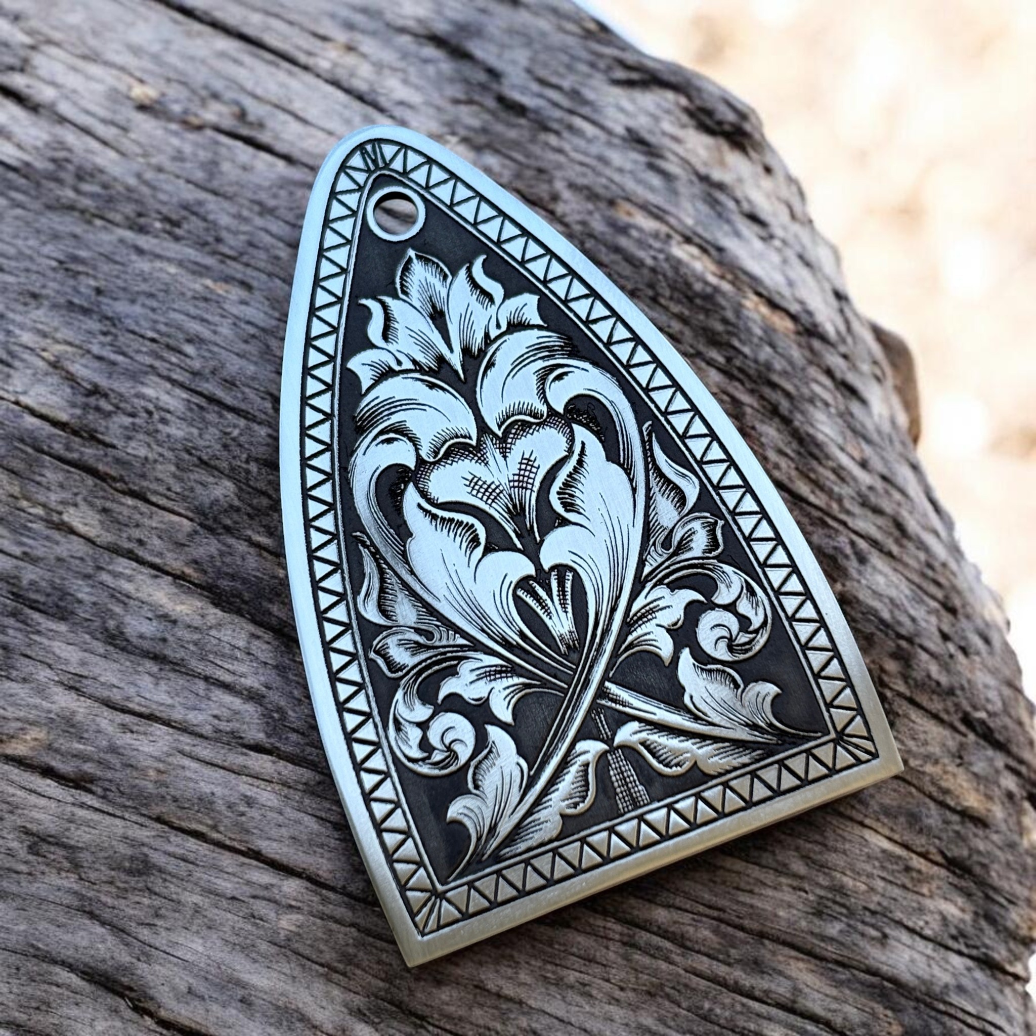 PRS Truss Cover with Ornate Border -Stainless - Left Angle