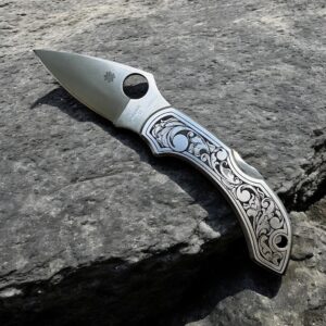 Spyderco Dragonfly with Deep Engraved Scrollwork - Open
