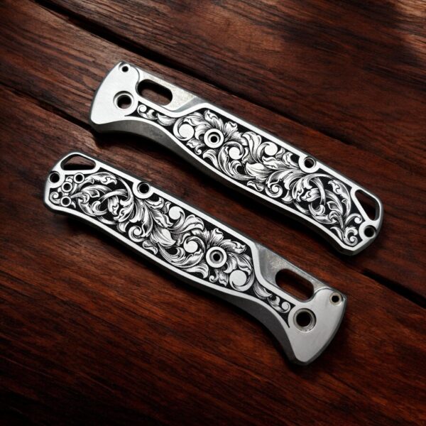 Benchmade Bugout Scales with Custom Engraving - Titanium - Left Angle