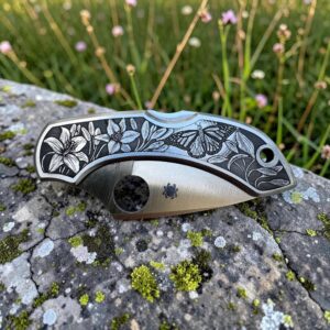 Spyderco Dragonfly with Engraved Lilies and Butterfly