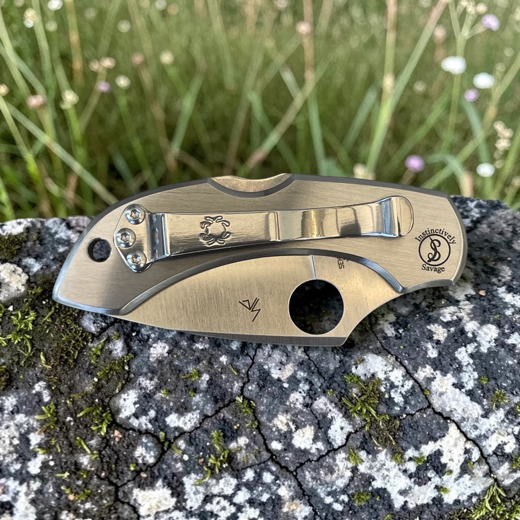 Spyderco Dragonfly with Engraved Lilies and Butterfly - Back - Clip