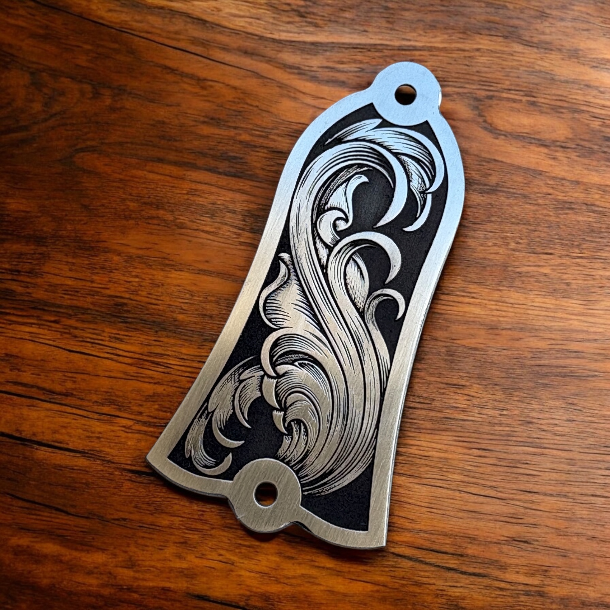 Gibson Custom Truss Cover - Flowing Scrolls - Nickel - right angle
