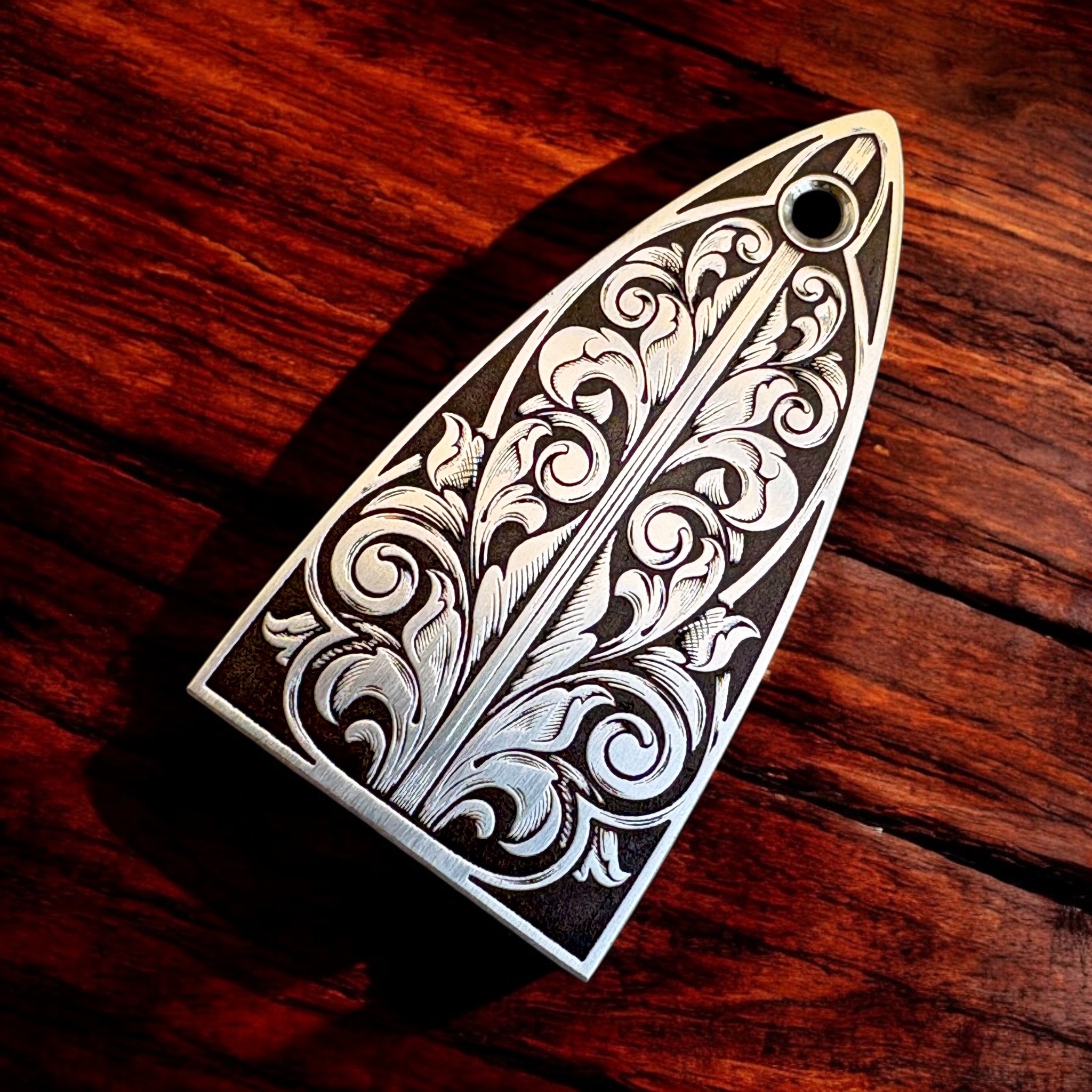 Custom Engraved ESP LTD Truss Rod Cover - Nickel - Right Angle