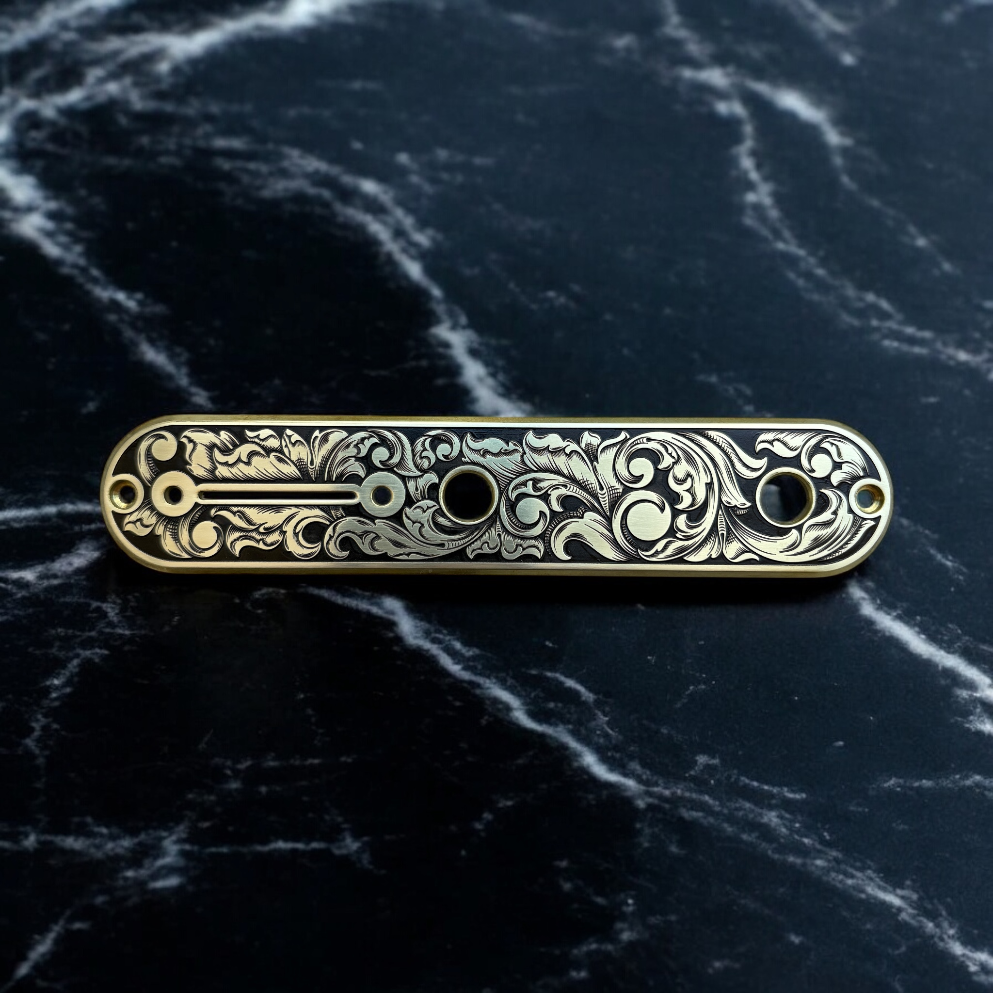 Telecaster Control Plate - Brass with Engraved Scrollwork
