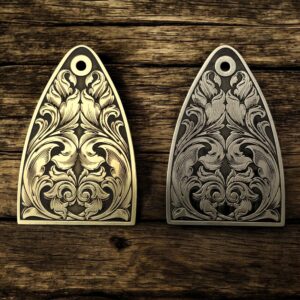 PRS Truss Rod Covers - Engraved Scrollwork - Brass and Stainless Steel
