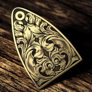 PRS Truss Rod Cover - Engraved Scrollwork - Brass - L Angle