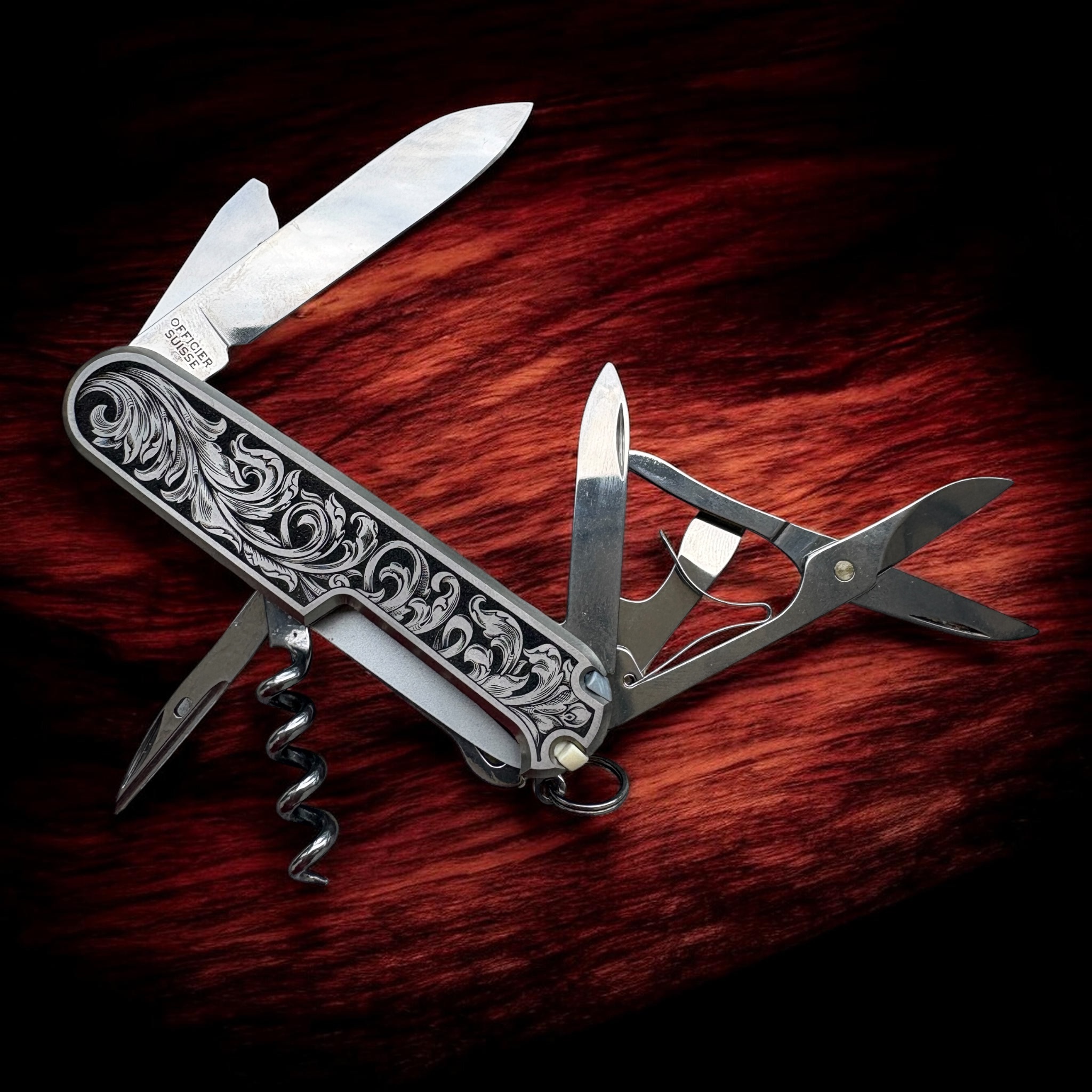 Victorinox Companion Swiss Army Knife with engraved Titanium Scales - Back Open