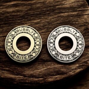 Gibson Pickup Selector Ring - Engraved Scrolls with Bubbly and Bite Labels - Brass and Nickel