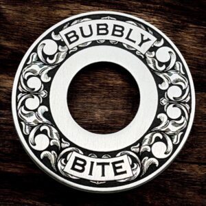 Gibson Pickup Selector Ring - Engraved Scrolls with Bubbly and Bite Labels - Nickel
