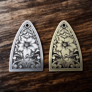 PRS Silver Sky Truss Rod Cover - Floral - Brass and Stainless