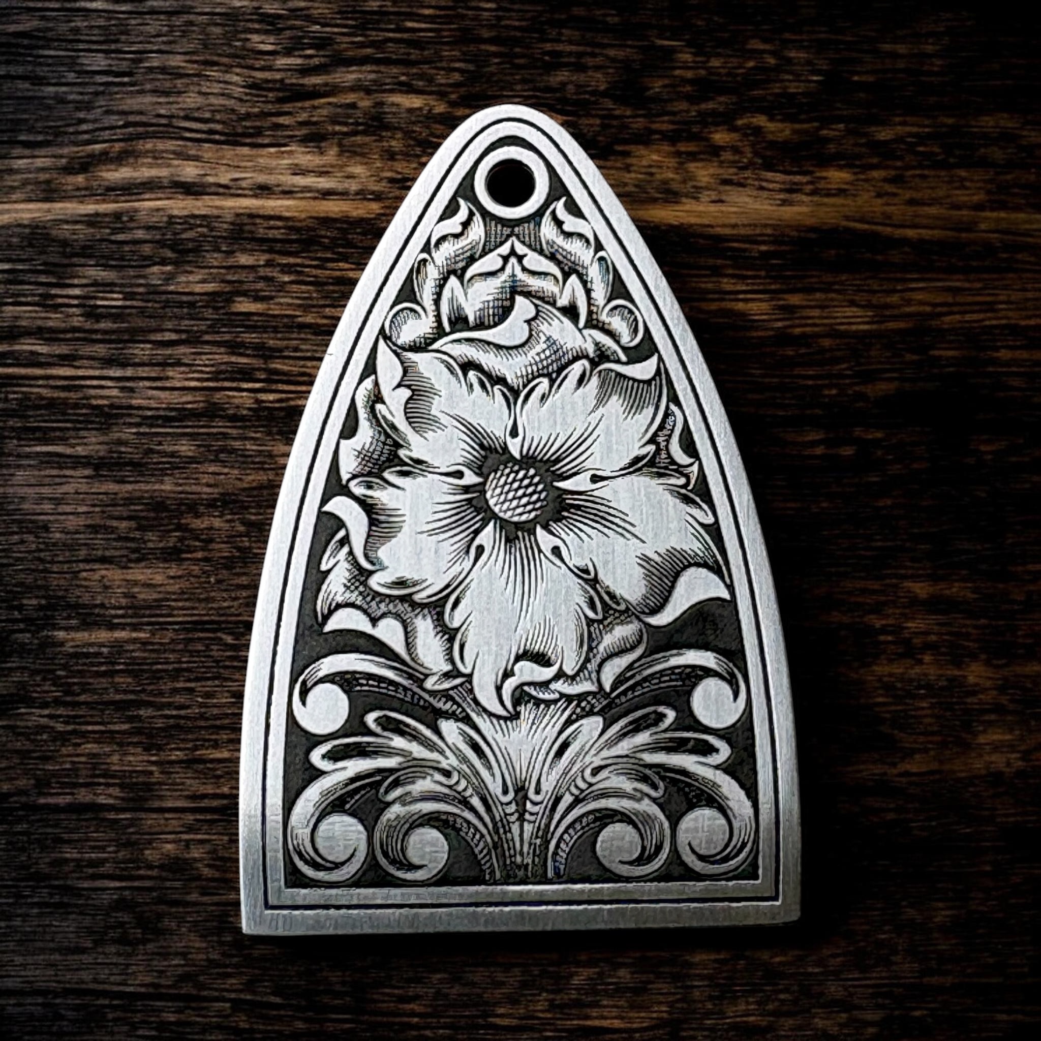 PRS Silver Sky Truss Rod Cover - Floral - Stainless