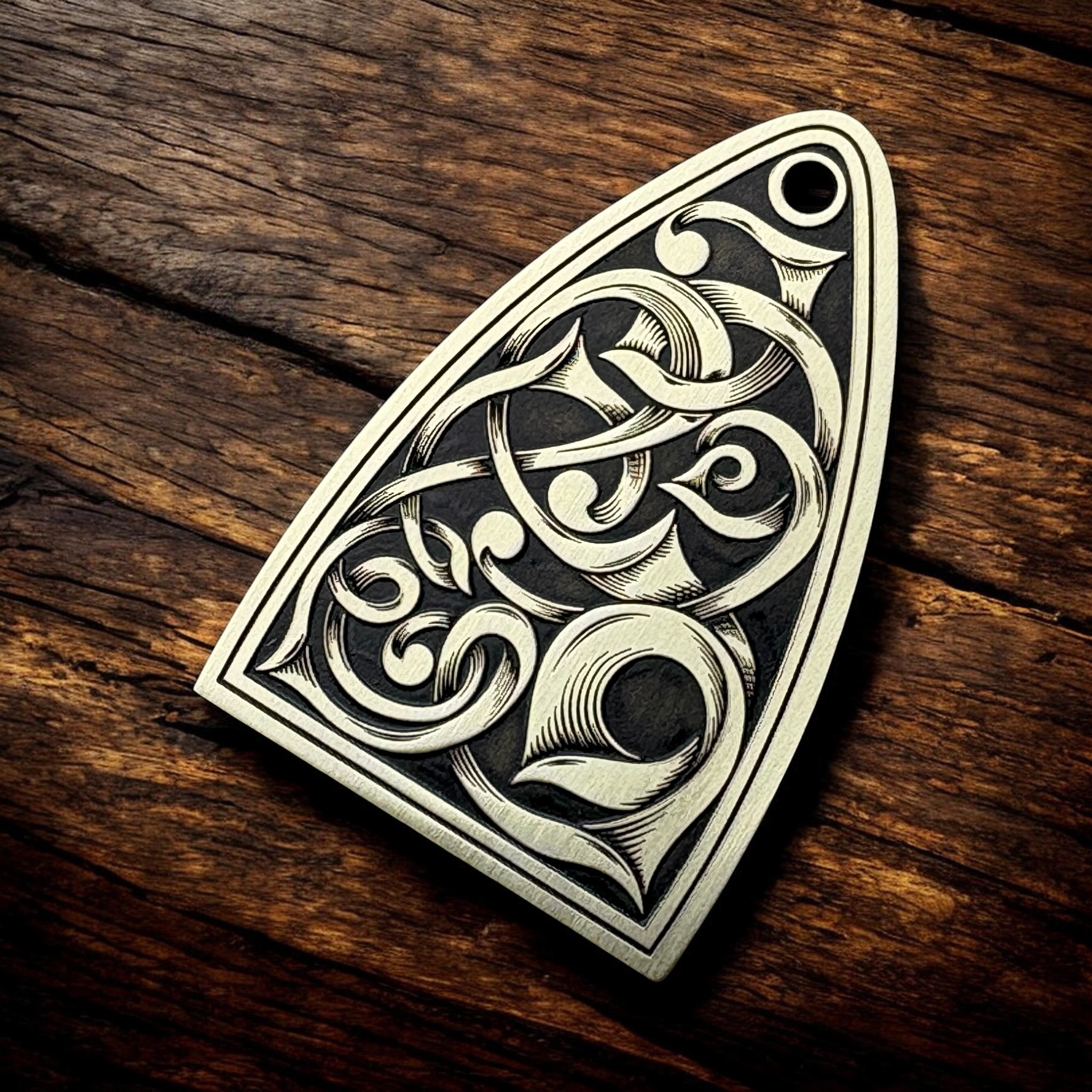 PRS Silver Sky Truss Rod Cover - Deep Engraved Norse Design - Image 5