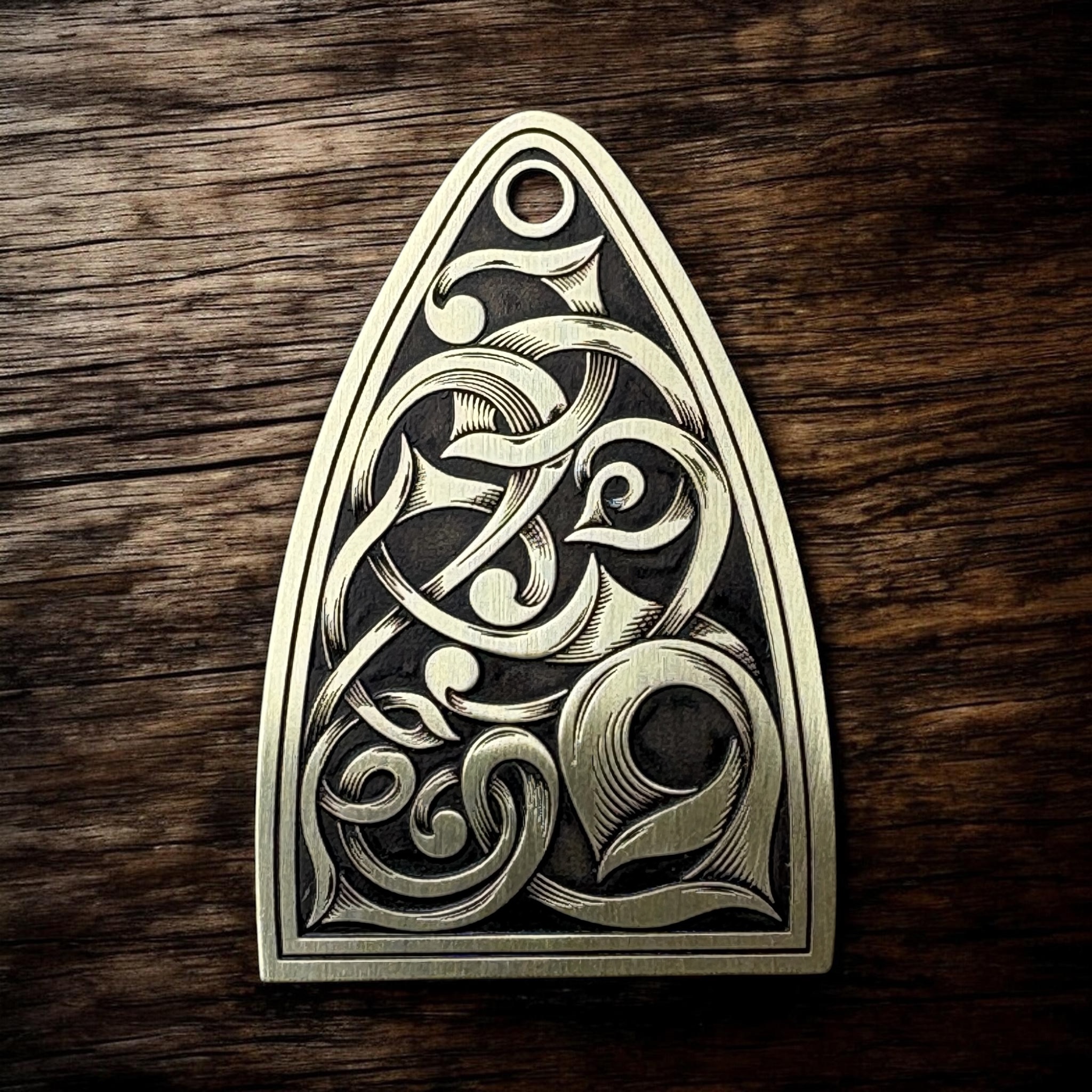 PRS Silver Sky Truss Rod Cover - Deep Engraved Norse Design - Image 4